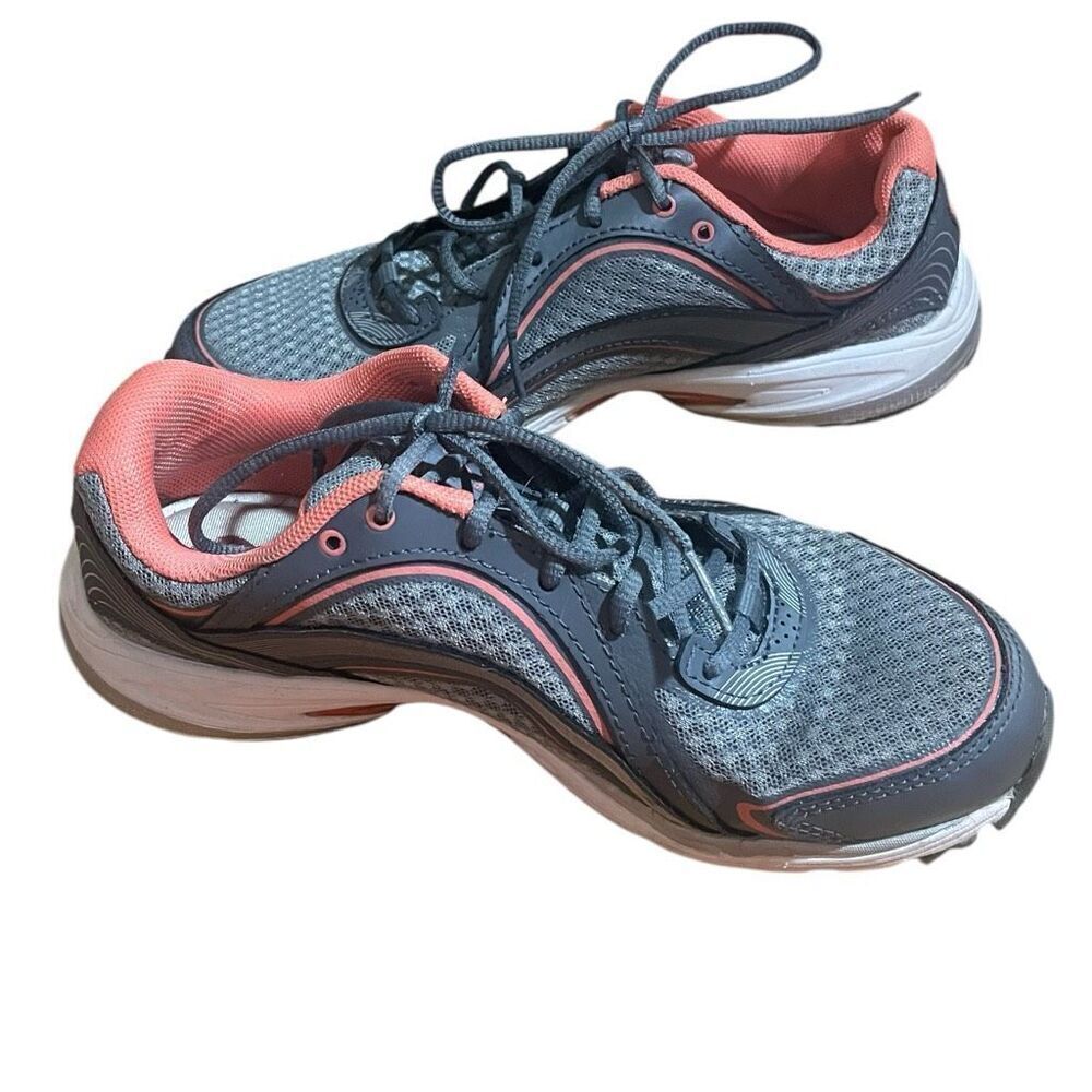 Ryka Woman’s Gray & Orange Sky Walk Sneaker’s Sz 7 Preowned ‎ 903613